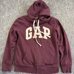 Gap Sherpa Hoodie Maroon Cream zip up hoodie small